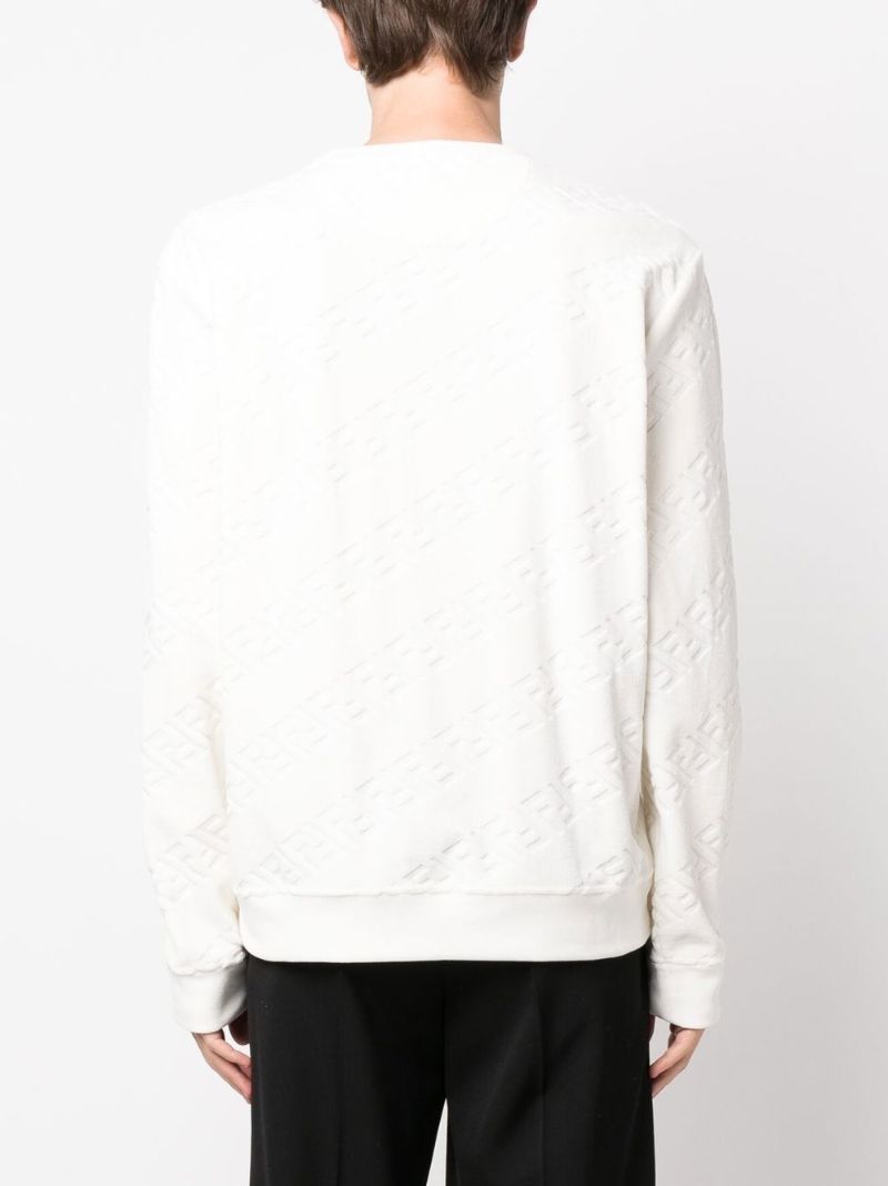White Debossed-logo Cotton Sweatshirt