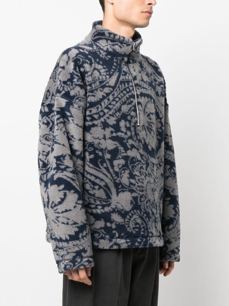Blue Arcadia Paisley Print Fleece Sweatshirt