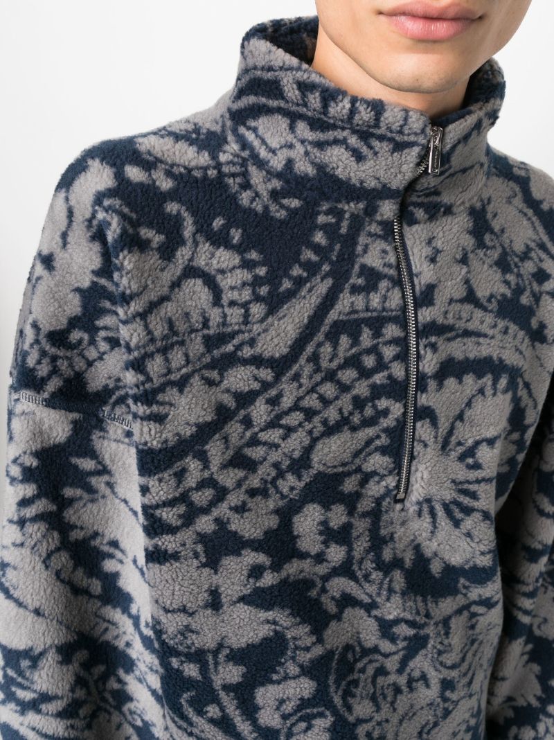 Blue Arcadia Paisley Print Fleece Sweatshirt