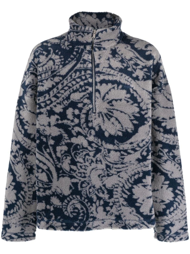 Blue Arcadia Paisley Print Fleece Sweatshirt