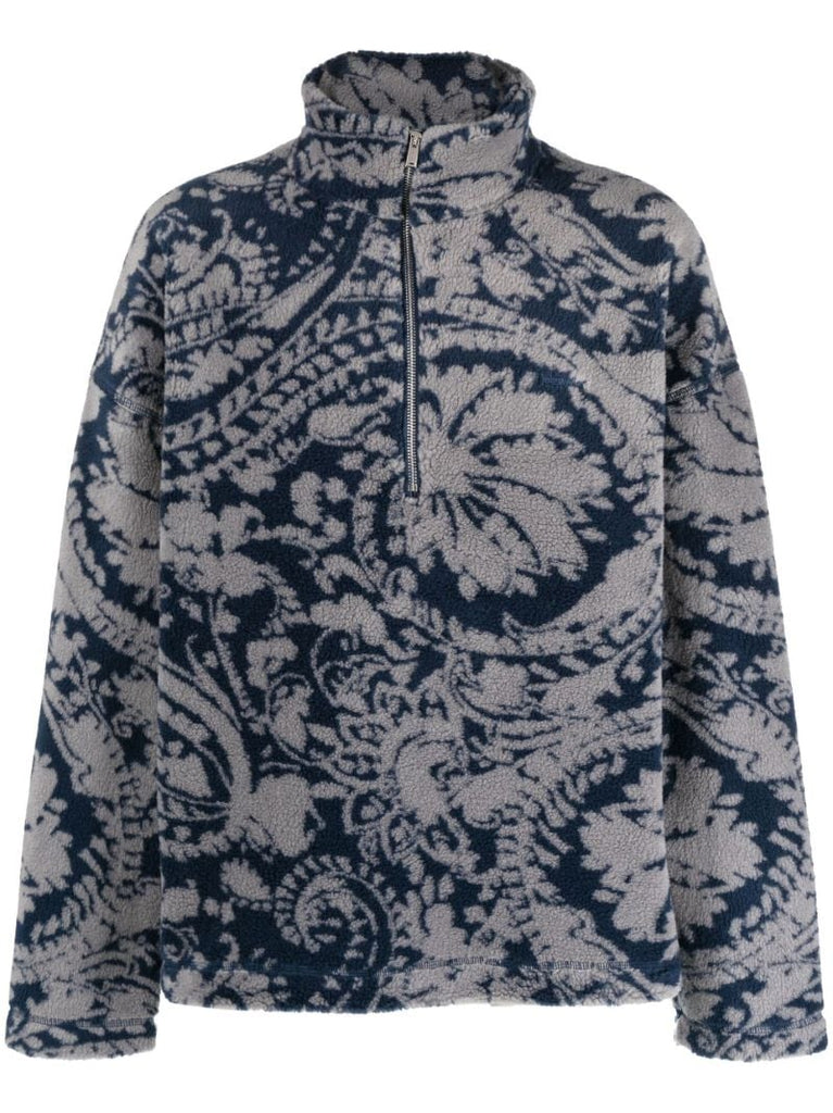 Blue Arcadia Paisley Print Fleece Sweatshirt