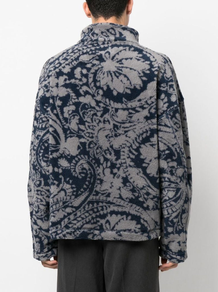 Blue Arcadia Paisley Print Fleece Sweatshirt