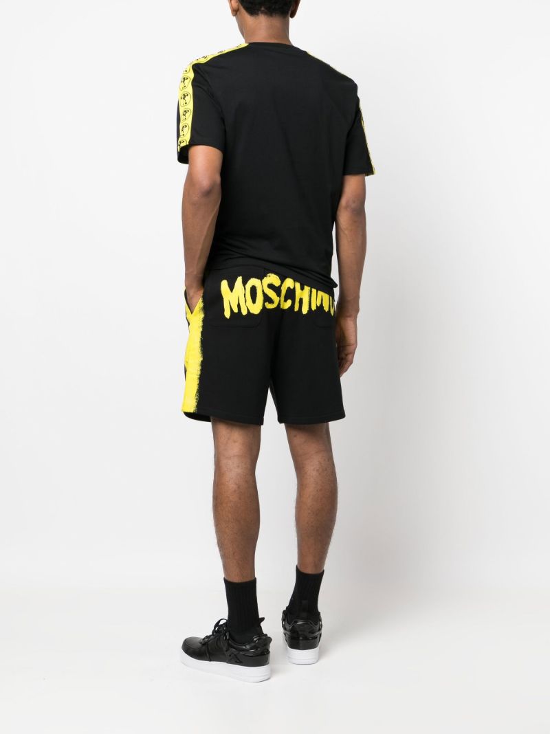 Black Paint Spray Track Shorts