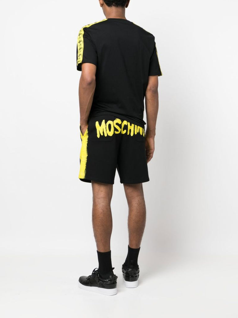 Black Paint Spray Track Shorts