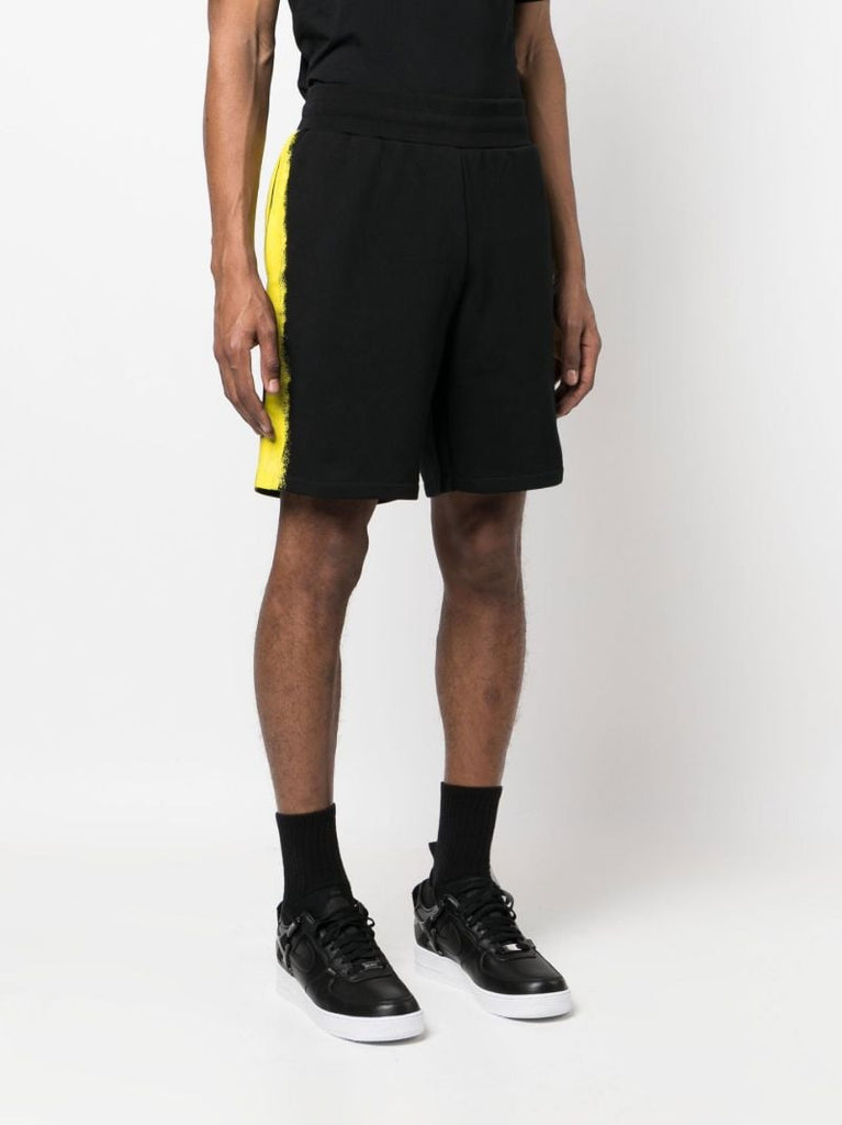 Black Paint Spray Track Shorts