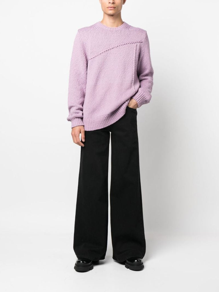 Pink Seamed Knit Sweater
