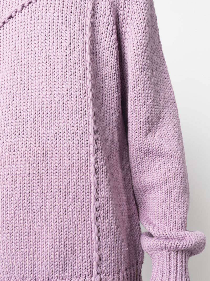 Pink Seamed Knit Sweater
