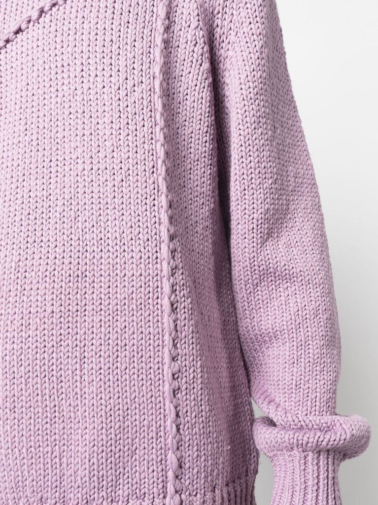 Pink Seamed Knit Sweater