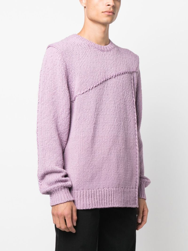 Pink Seamed Knit Sweater