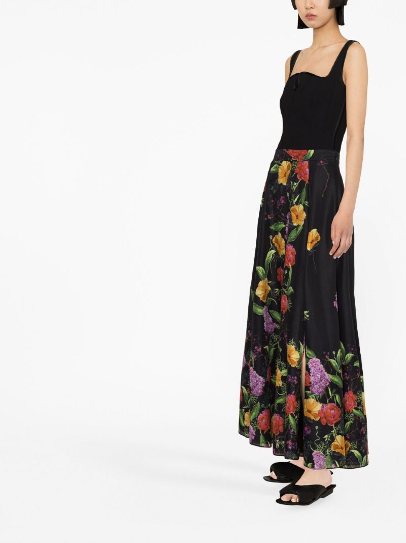 Black Tana Floral Print Cotton Maxi Skirt