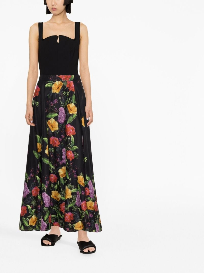 Black Tana Floral Print Cotton Maxi Skirt