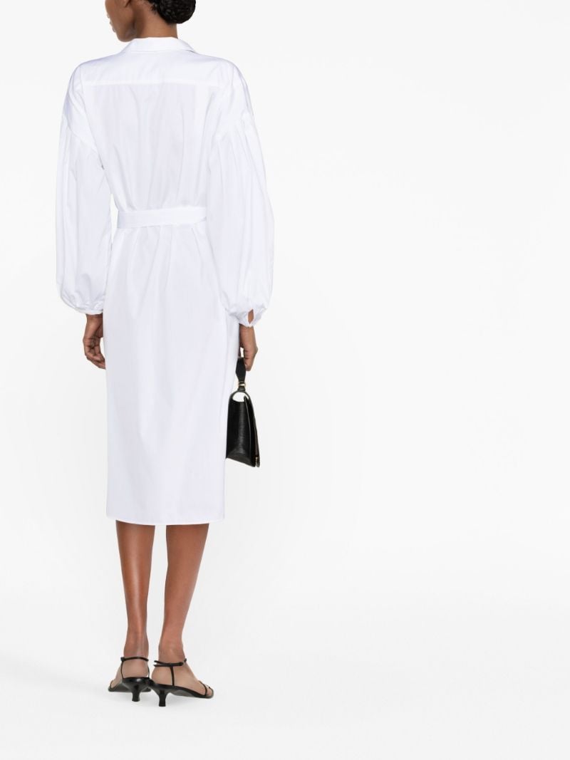 White Belted Cotton Shirt Dress