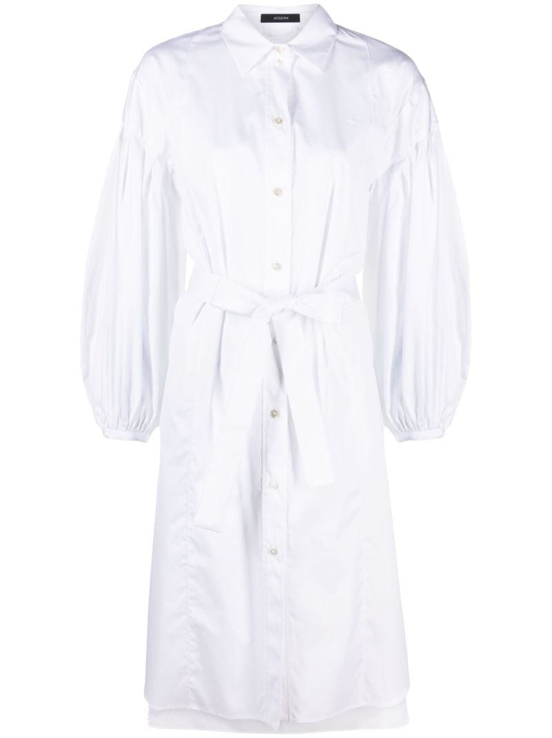 White Belted Cotton Shirt Dress