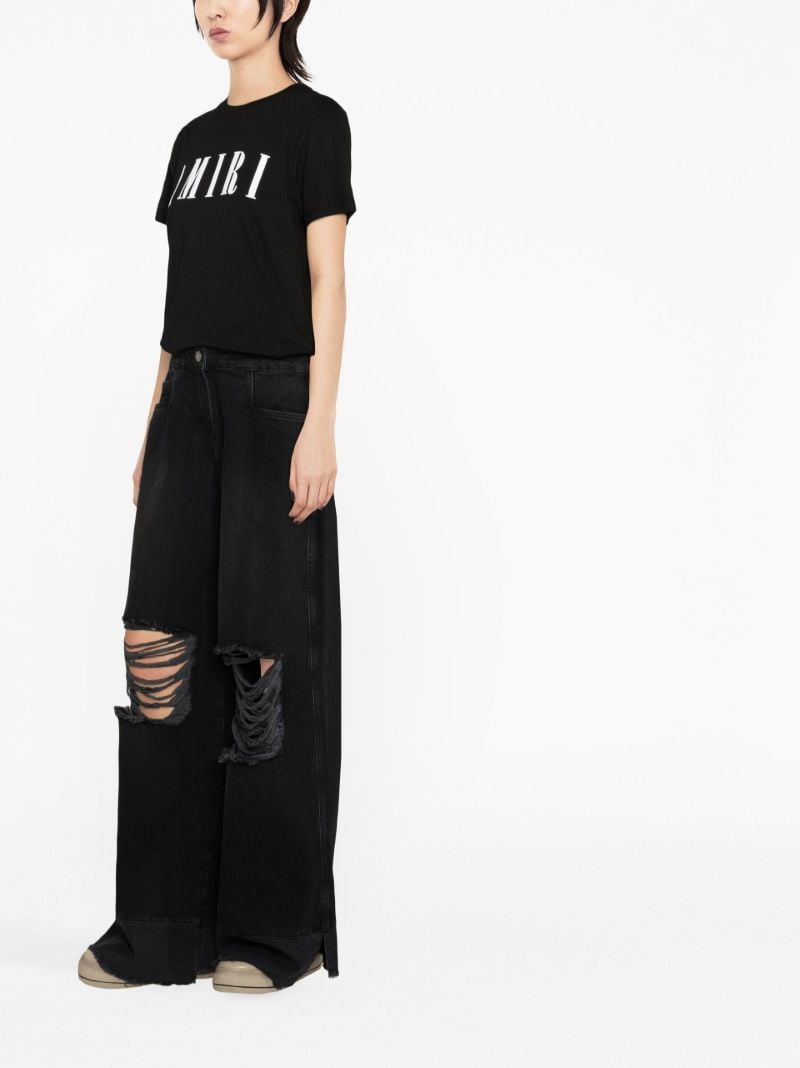 Black Rowena Distressed Wide-leg Jeans