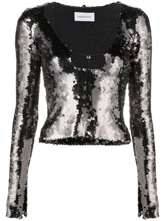 Silver Solaris Sequinned Top