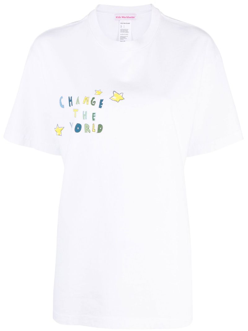 White Change the World Print T-shirt