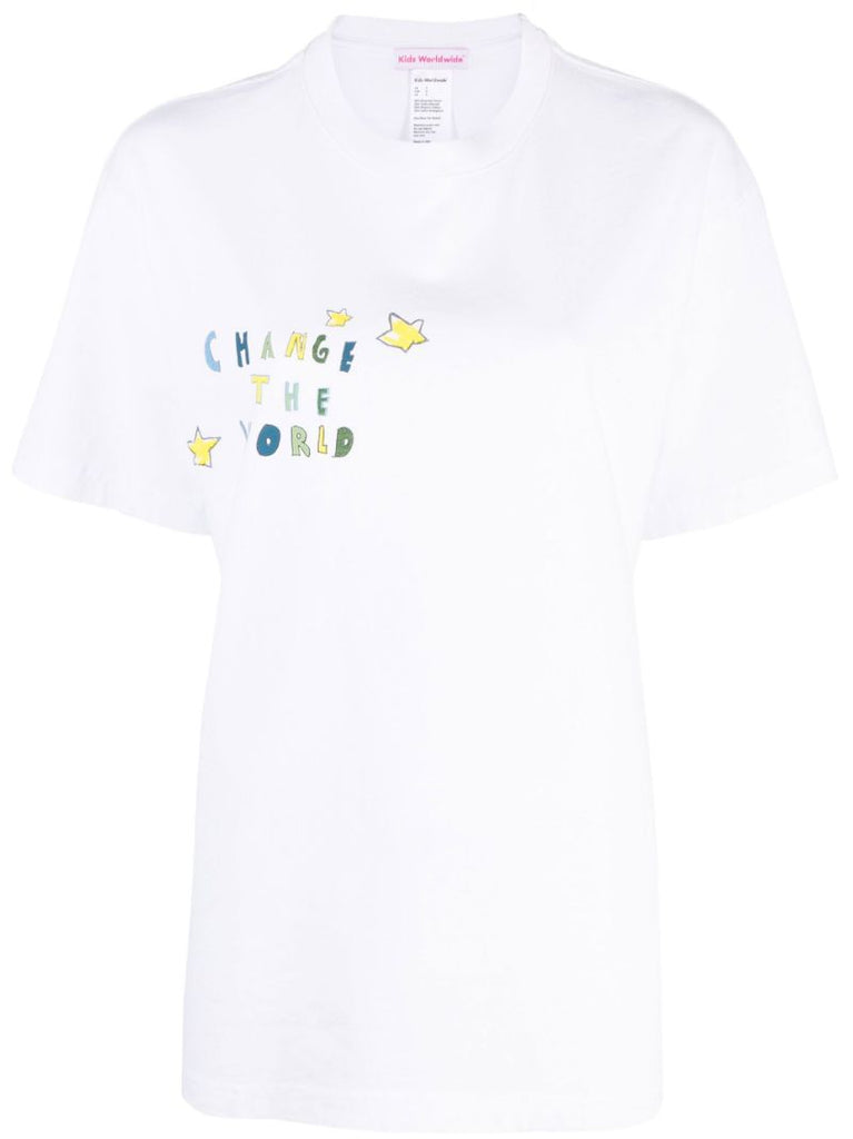 White Change the World Print T-shirt
