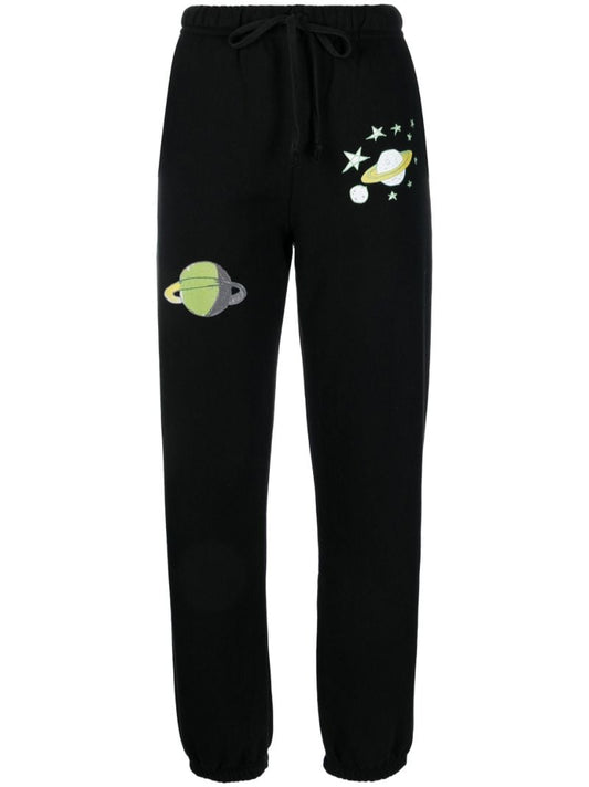 Black Graphic Print Track Pants