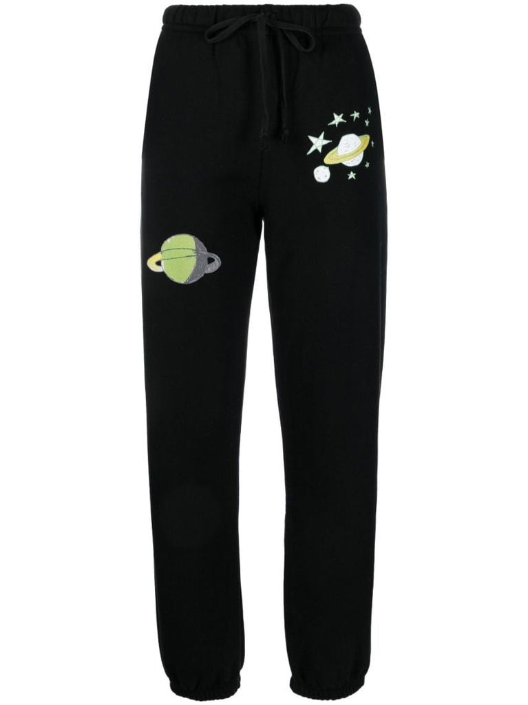 Black Graphic Print Track Pants
