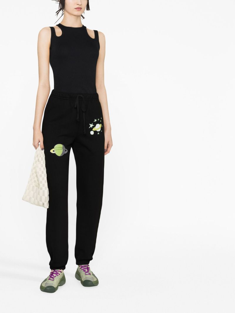 Black Graphic Print Track Pants