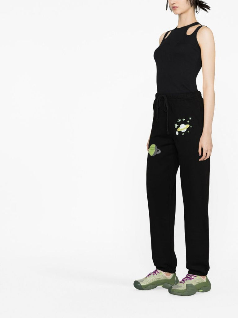 Black Graphic Print Track Pants