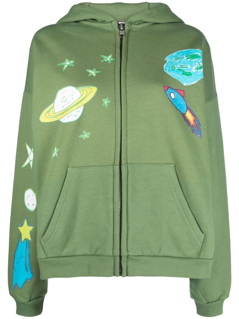 Green Graphic Print Hoodie