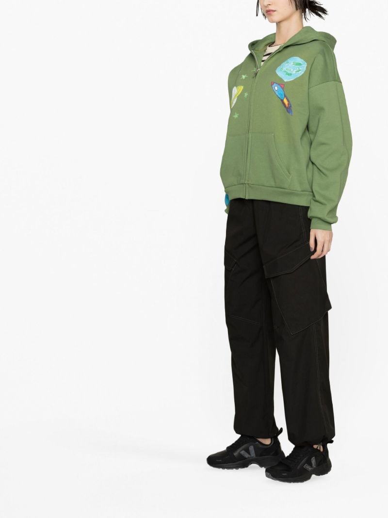 Green Graphic Print Hoodie