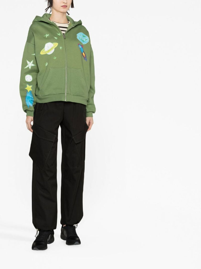 Green Graphic Print Hoodie