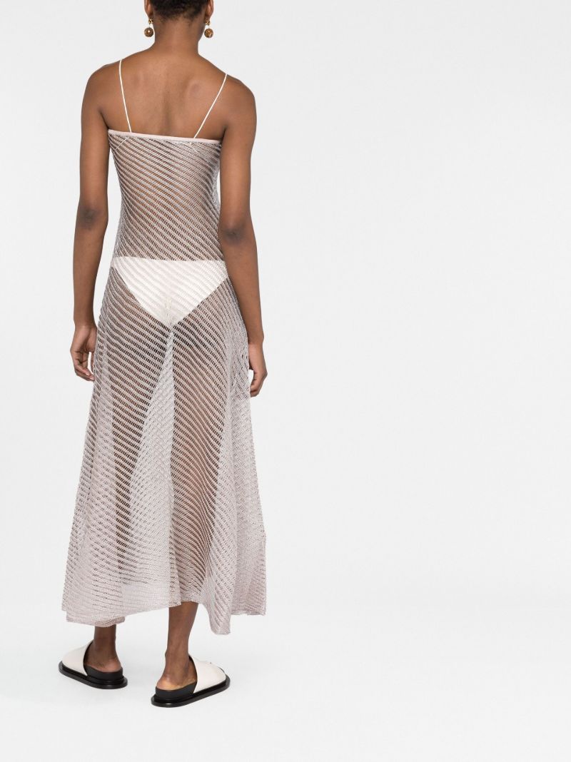 Silver Open Knit Strapless Beach Dress
