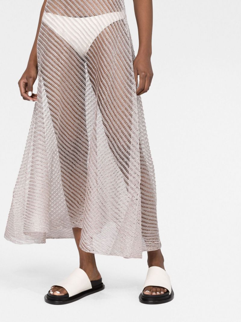 Silver Open Knit Strapless Beach Dress