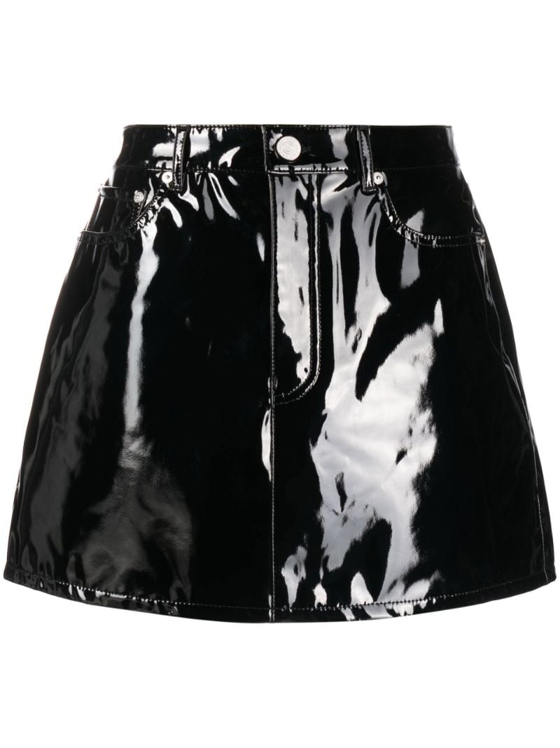 Black High-shine Mini Skirt