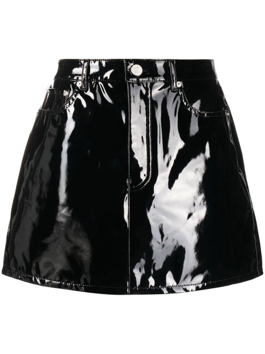 Black High-shine Mini Skirt