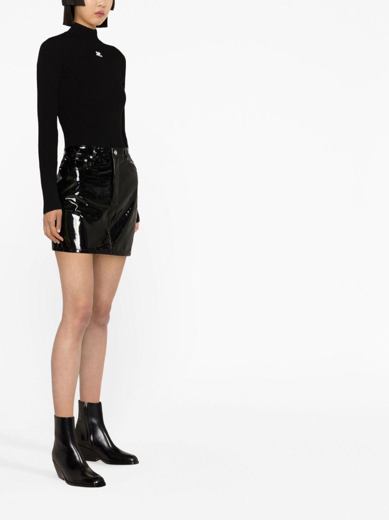 Black High-shine Mini Skirt