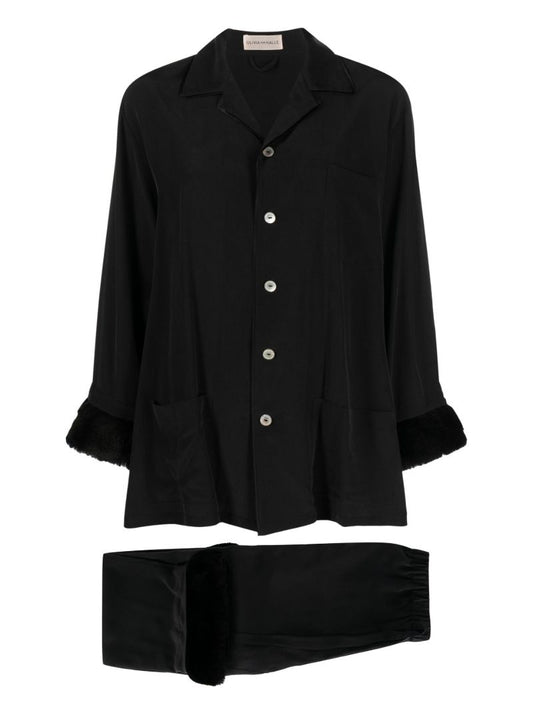Navy Casablanca Riri Silk Satin Pyjamas