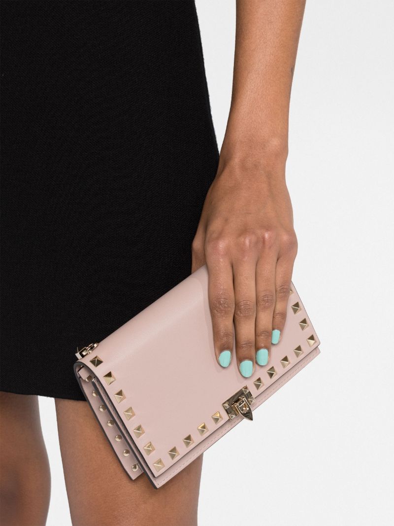 Pink Rockstud Chain Wallet