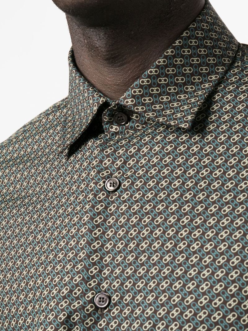 Green Gancini Print Cotton Shirt