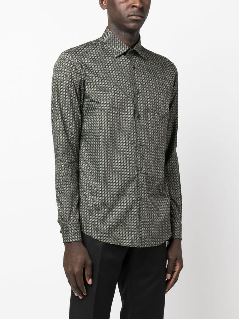 Green Gancini Print Cotton Shirt