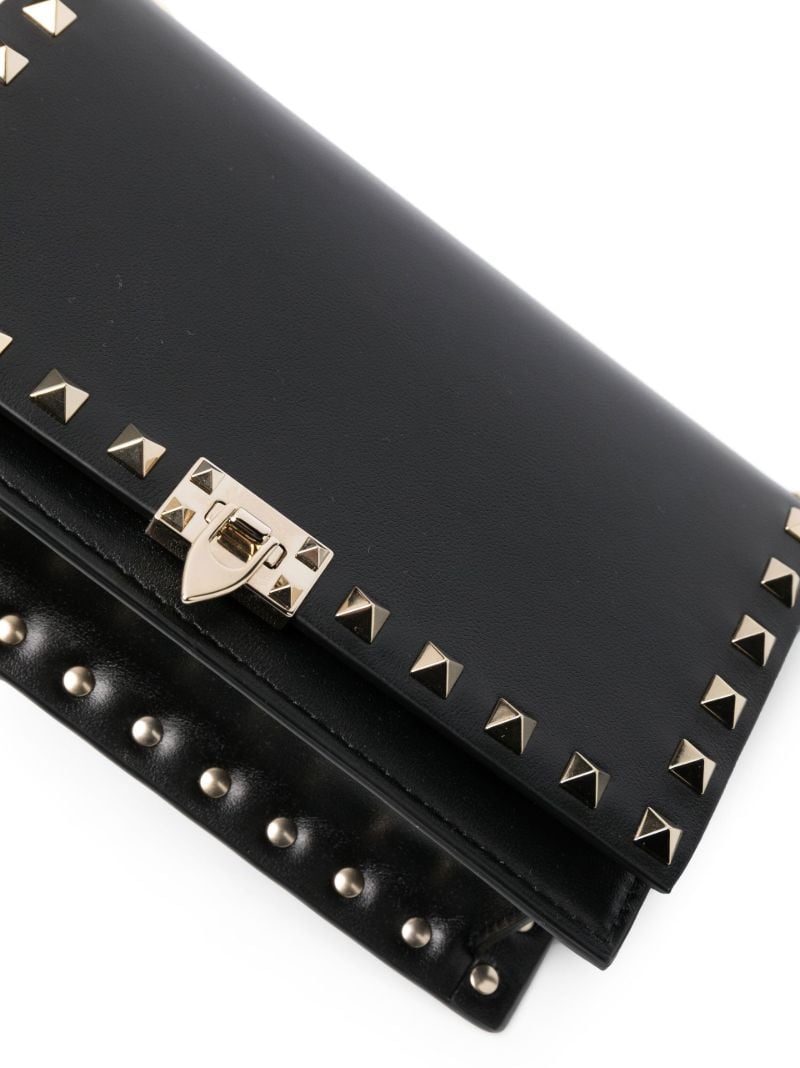 Black Rockstud Leather Cross Body Bag