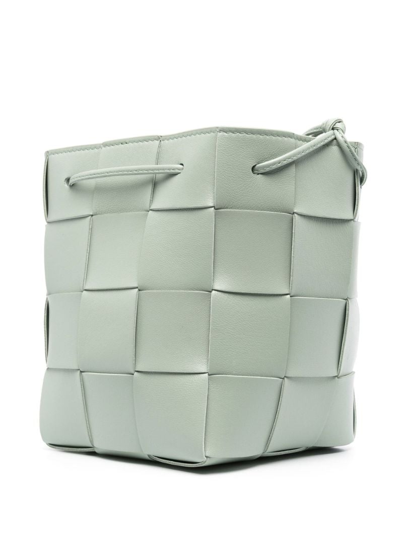 Green Intrecciato Mini Leather Bucket Bag