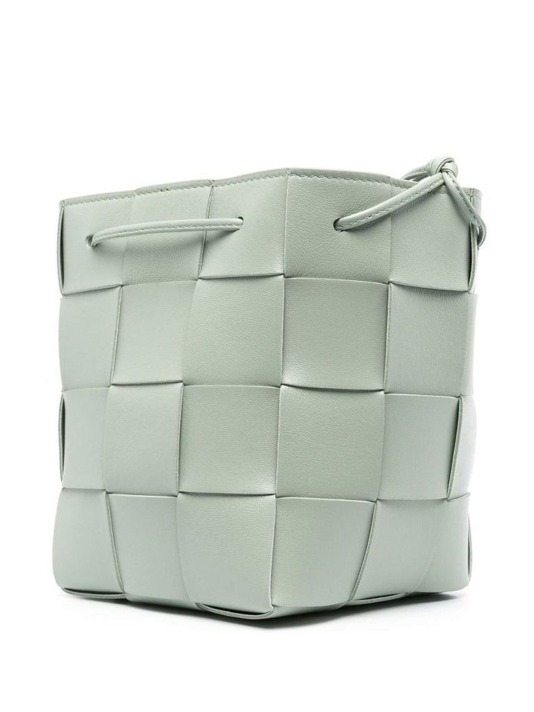 Green Intrecciato Mini Leather Bucket Bag