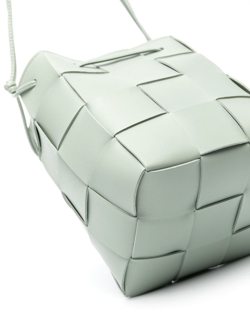 Green Intrecciato Mini Leather Bucket Bag