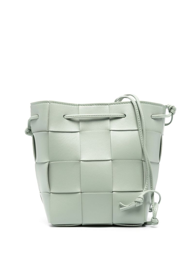 Green Intrecciato Mini Leather Bucket Bag