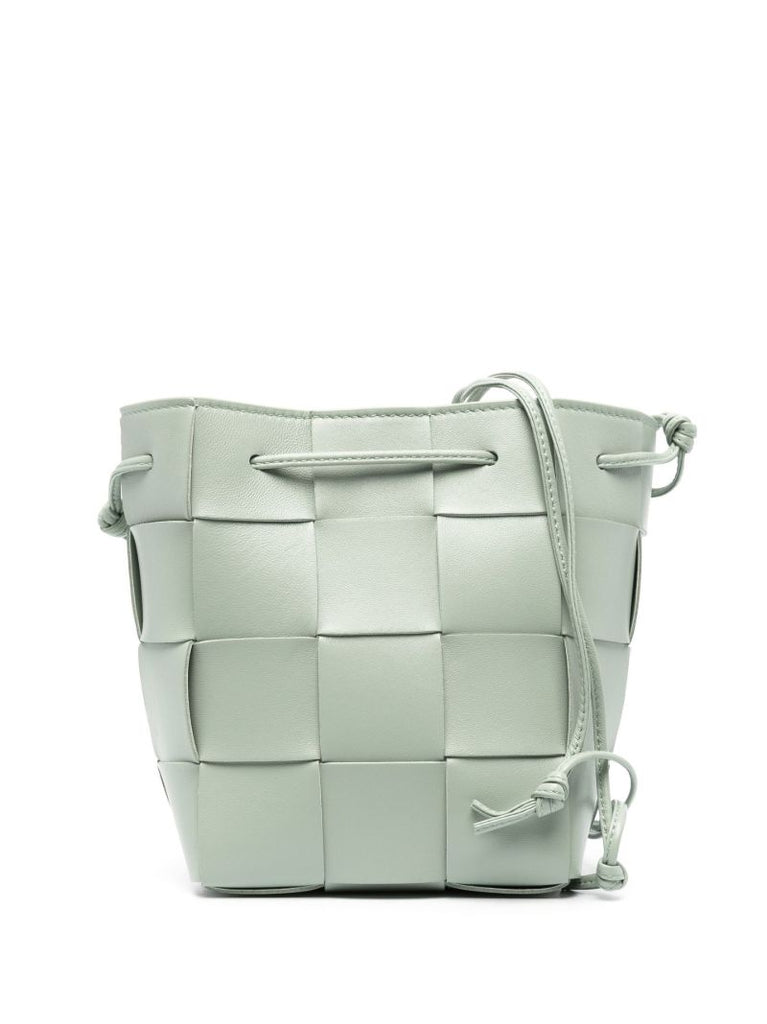 Green Intrecciato Mini Leather Bucket Bag