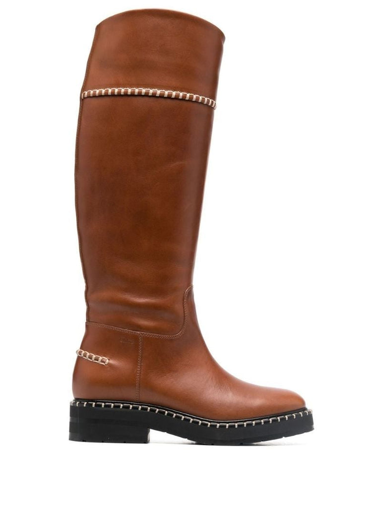 Brown Knee-high Leather Boots
