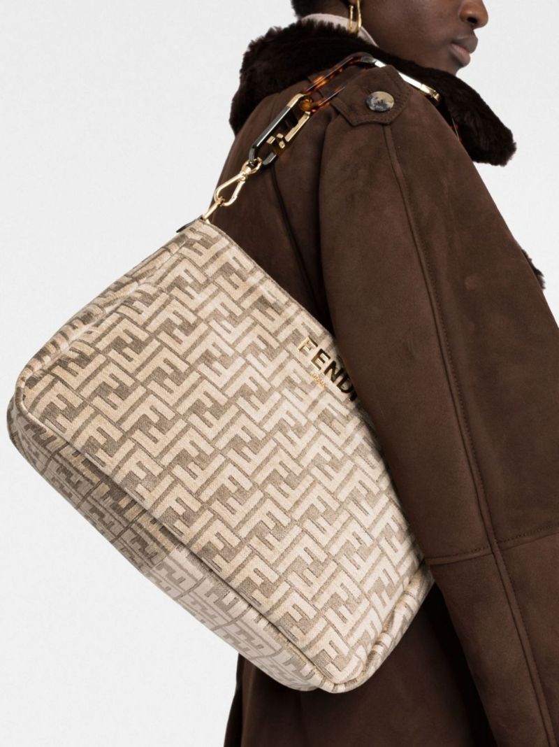 Neutral OÃ¢â_x0082_¬â_x0084_¢lock Monogram Jacquard Shoulder Bag