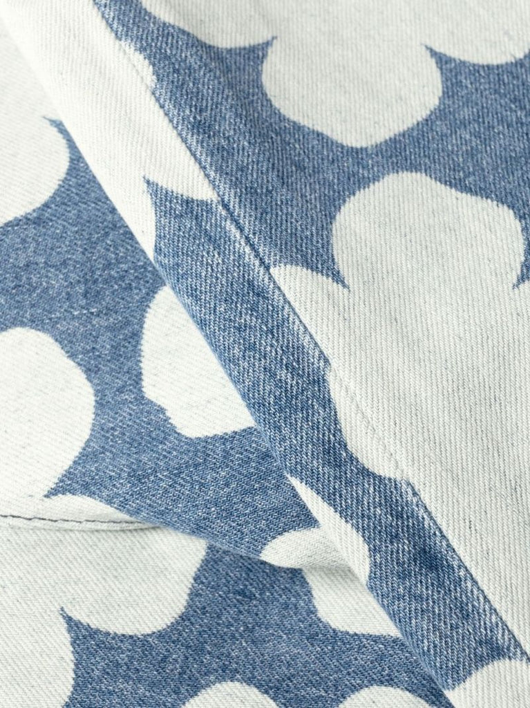 Blue Ayame Floral Print Wide-leg Jeans