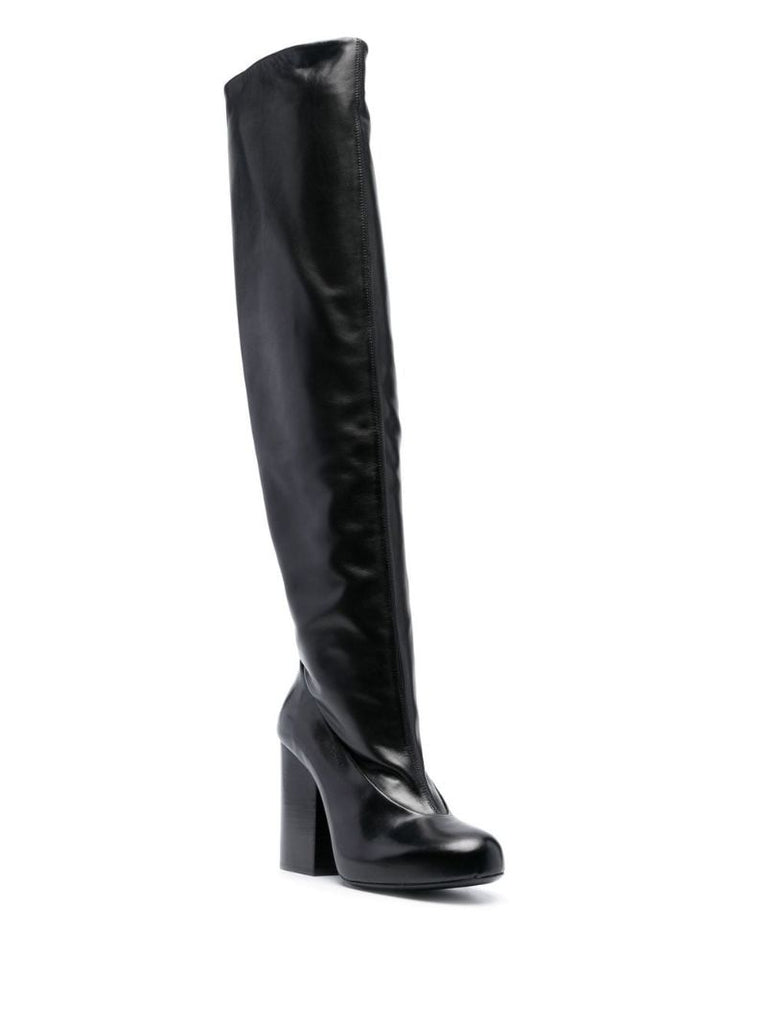Black 100 Knee-high Leather Boots