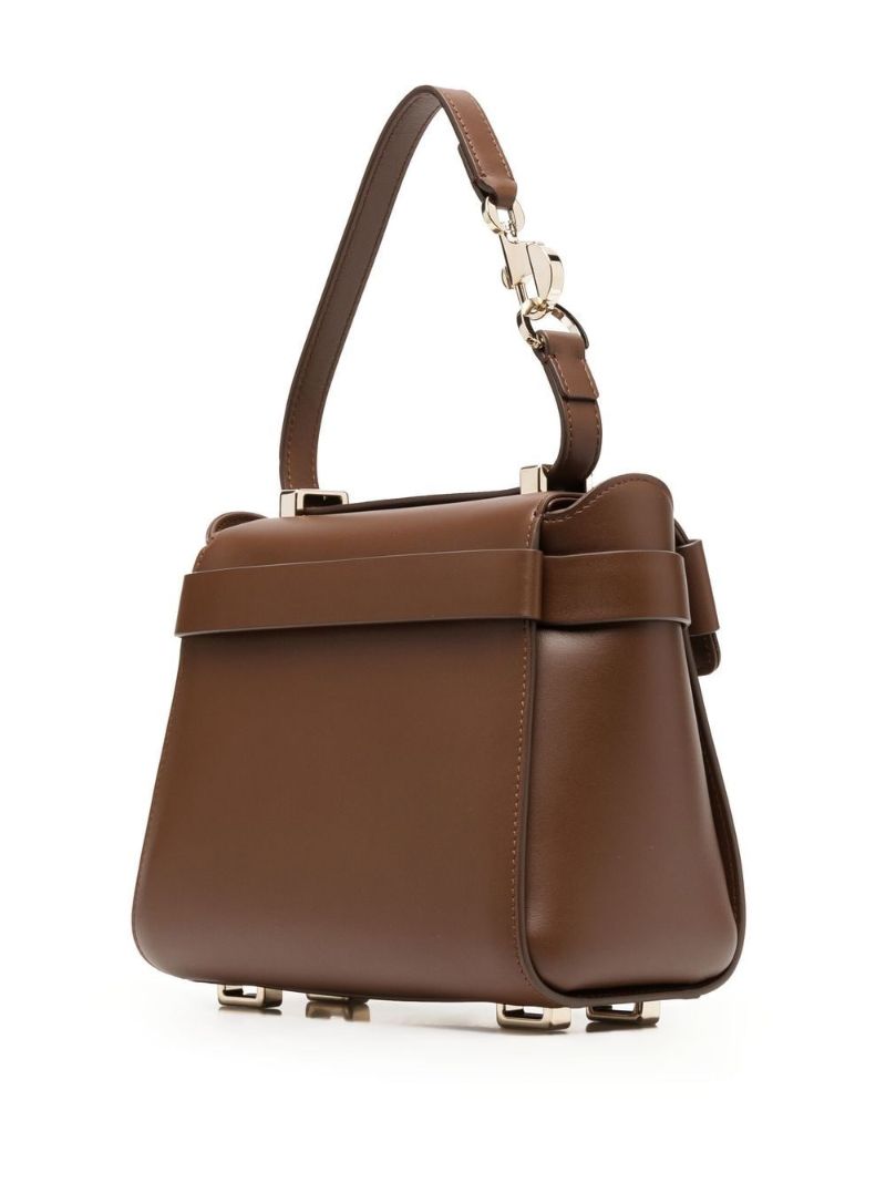Brown Nacha Whipstitch Leather Shoulder Bag