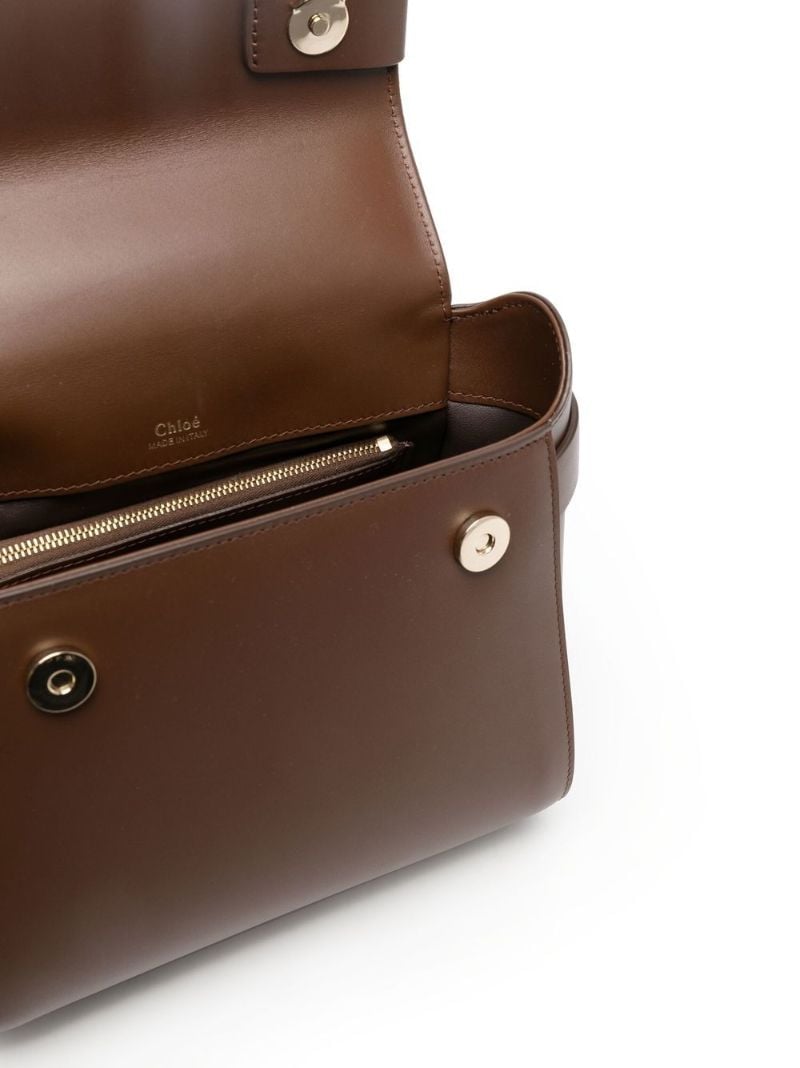 Brown Nacha Whipstitch Leather Shoulder Bag