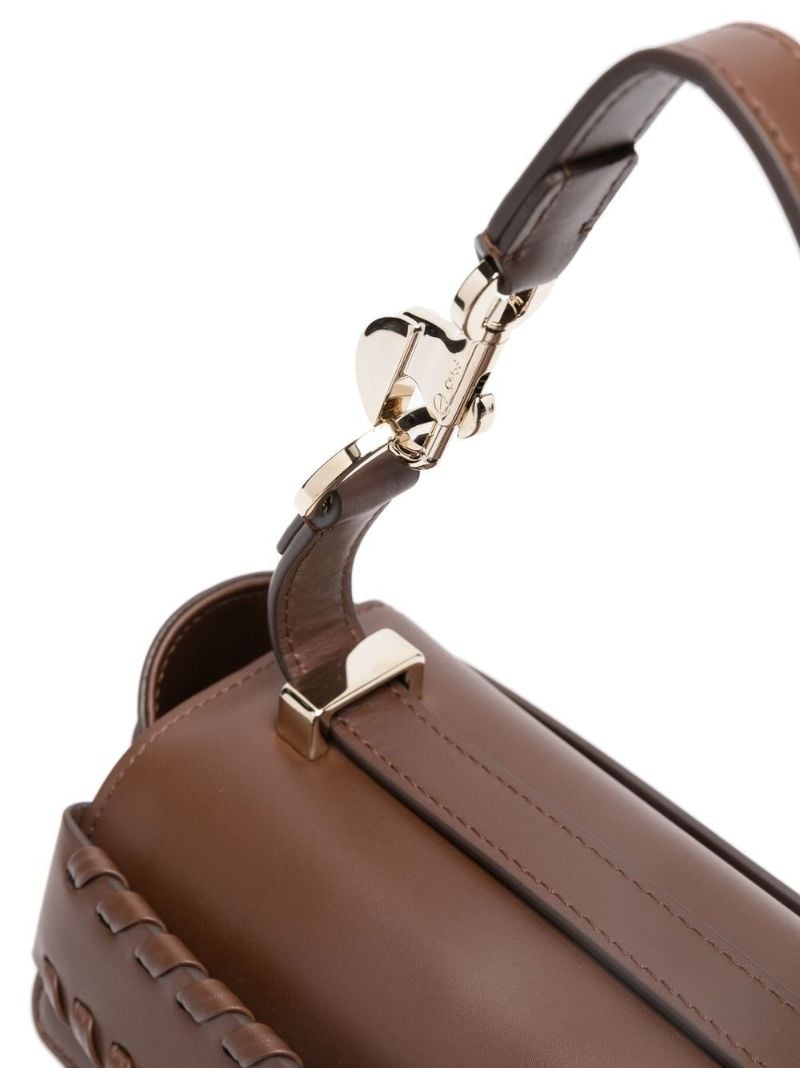 Brown Nacha Whipstitch Leather Shoulder Bag